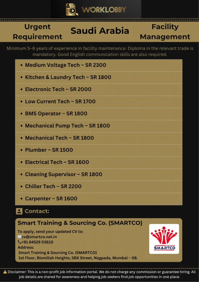 π¨ Facility Maintenance Jobs in KSA β Apply Now