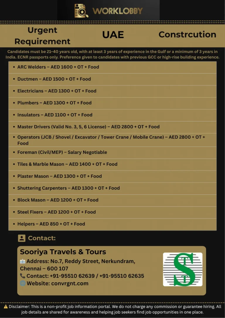 ๐๏ธ Dubai Construction Jobs โ CONVRGNT LLC Hiring | Interview on 31 July