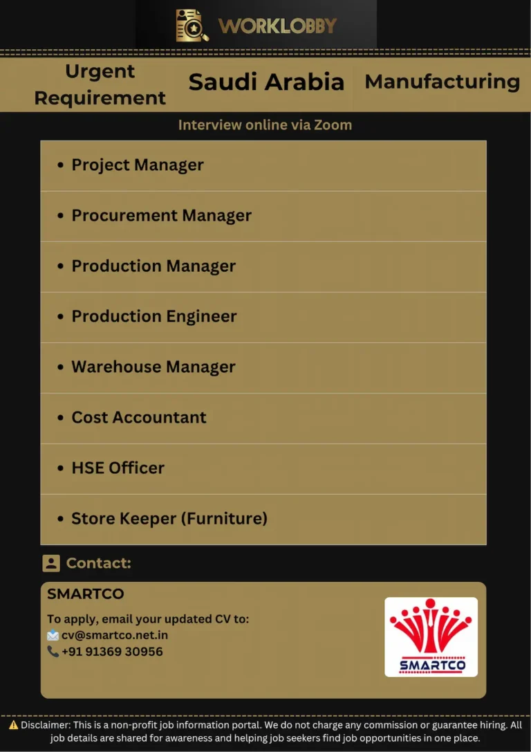 Multiple Job Openings in Saudi Arabia – Apply Now