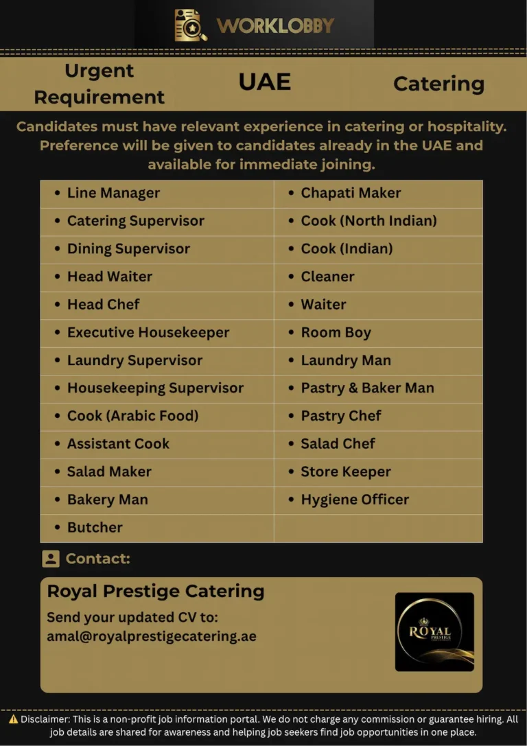 🍽️  Catering Jobs in Abu Dhabi – Offshore & Onshore Roles
