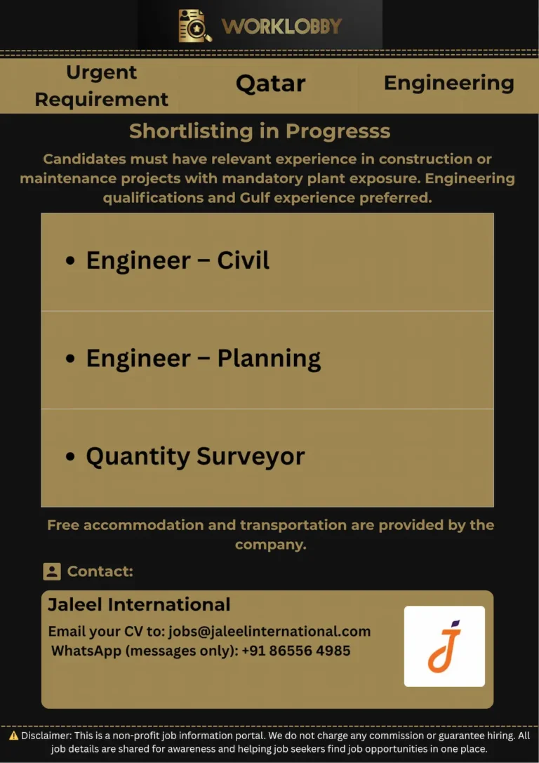 ποΈ EMCO Qatar Jobs β Urgent Hiring for Engineers & QS Roles