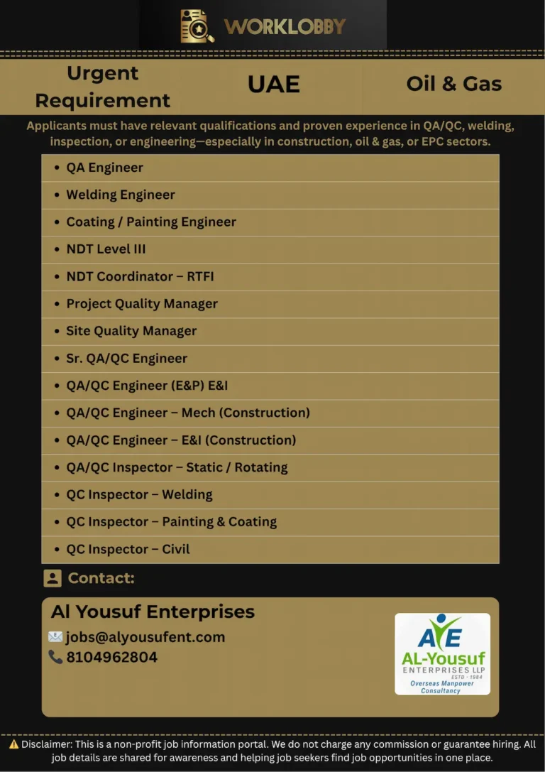 UAE QA/QC Jobs โ Engineers & Inspectors Hiring Now