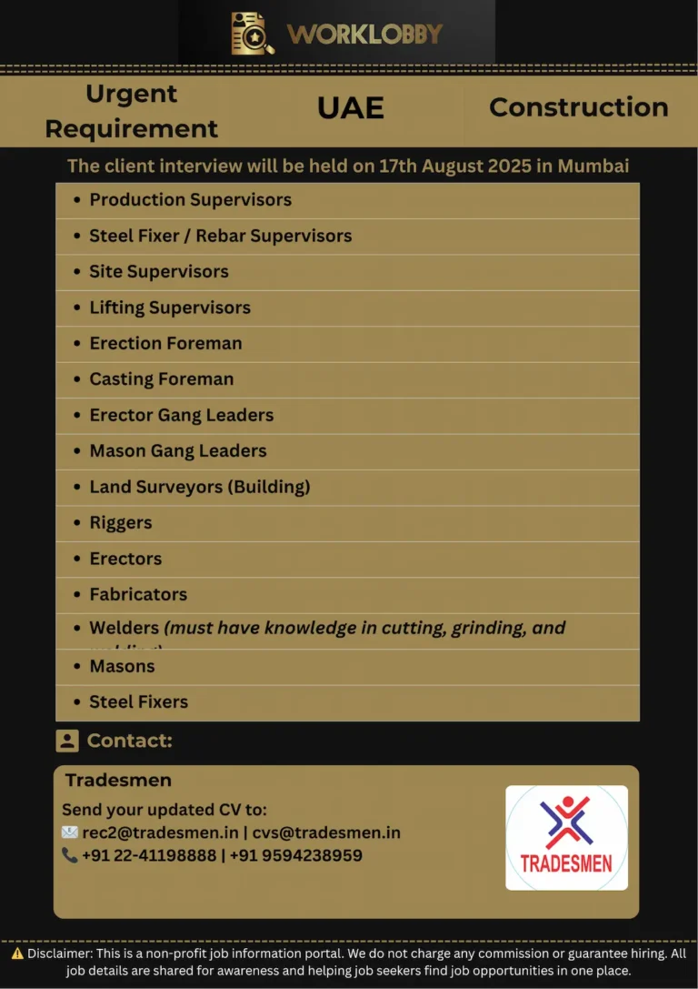 Dubai Precast Company Jobs – Client Interview on 17 August 2025