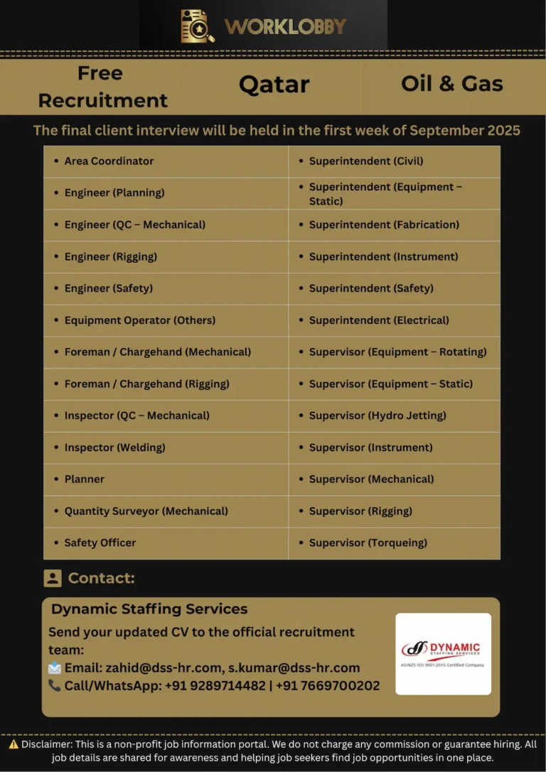 Qatar Shutdown Project Jobs 2025 โ Oil & Gas Vacancies