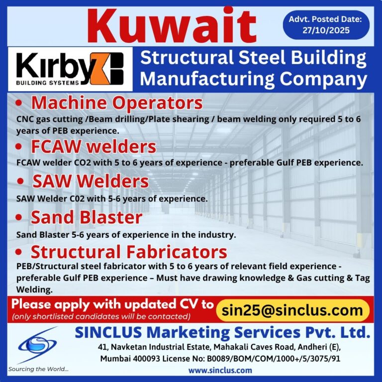 Manufacturing Jobs in Gulf Countries – Machine Operators, Welders, and Fabricators