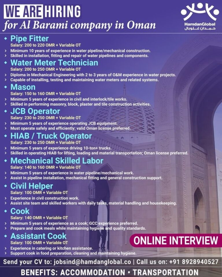 Construction Jobs in Oman – Multiple Positions