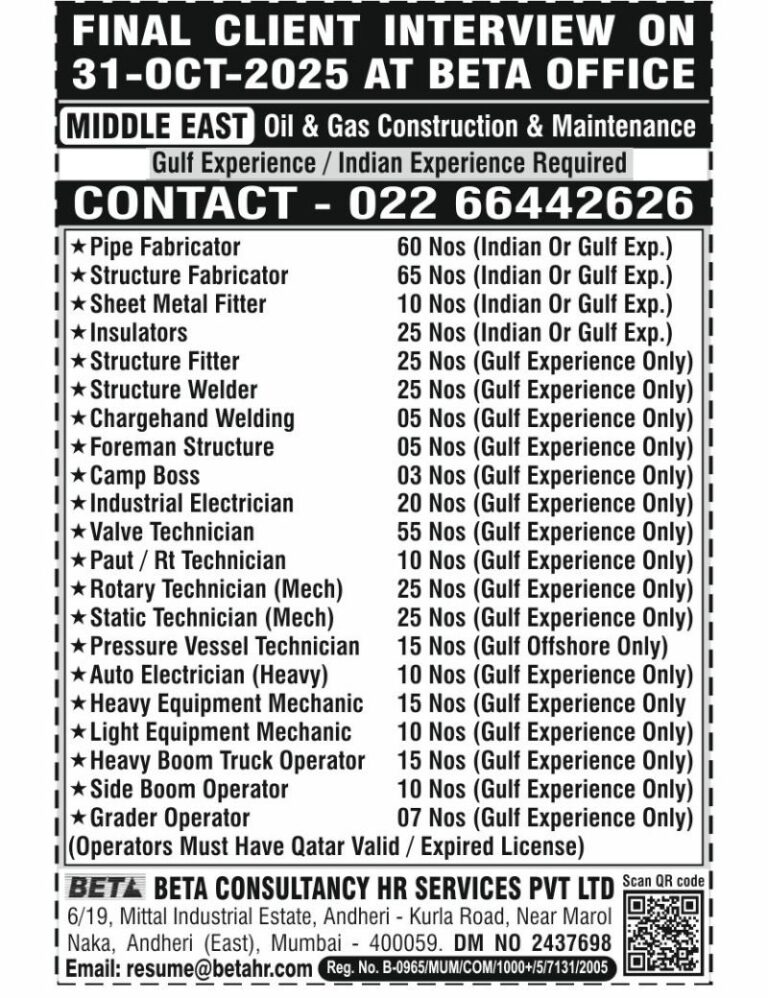 Oil & Gas Construction Jobs in Qatar – Multiple Positions
