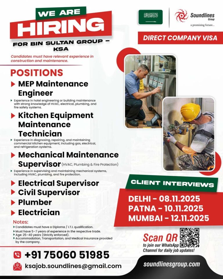 MEP and Maintenance Jobs in KSA – Multiple Positions