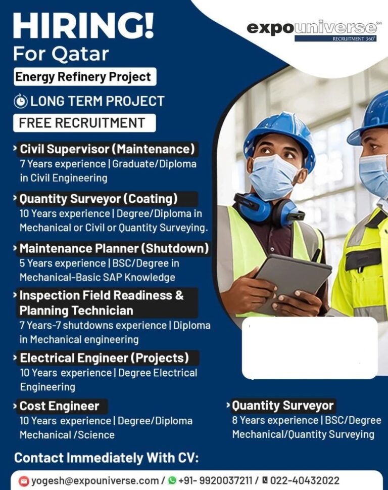 Civil Engineering and Maintenance Jobs in Qatar – Multiple Positions
