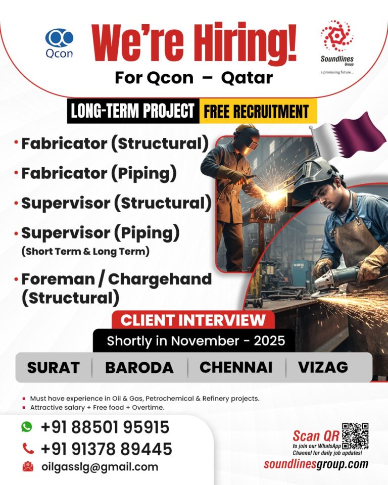 Fabricator Jobs in Qatar – Structural, Piping, Supervisor, Foreman