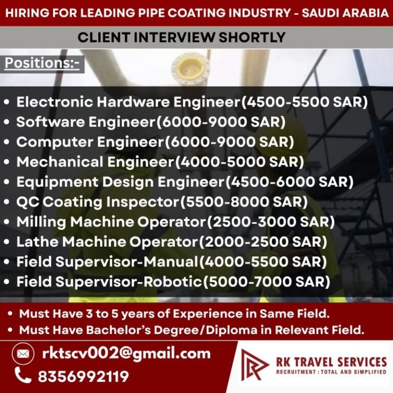 Engineering and Technical Jobs in Saudi Arabia – Multiple Positions