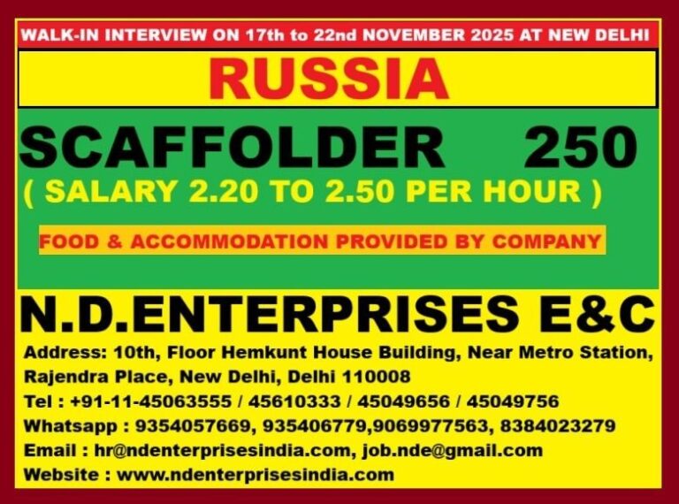 Scaffolder Jobs in Gulf – 250 Positions