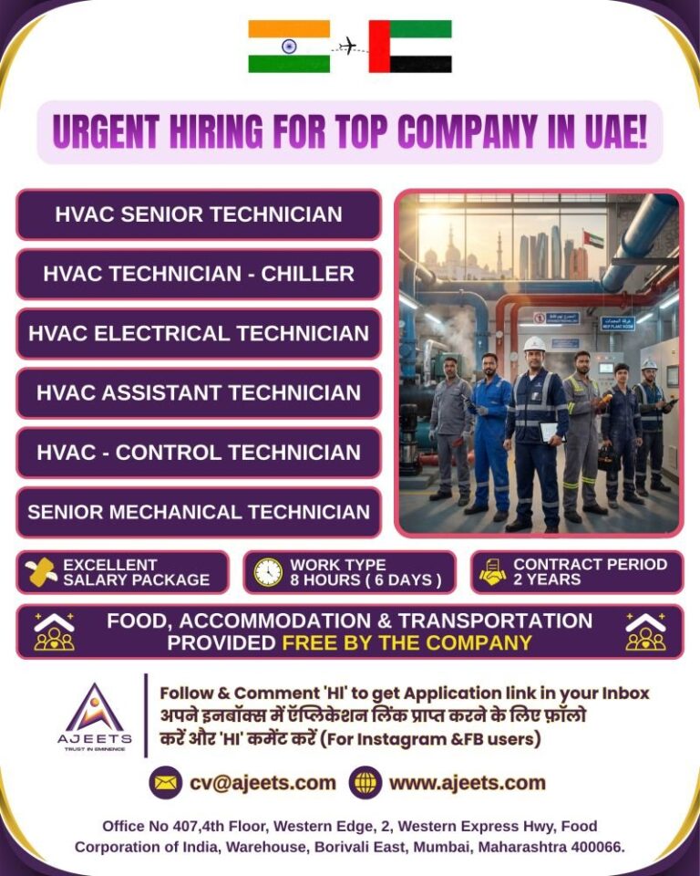 SENIOR MECHANICAL TECHNICIAN Jobs in UAE – Mechanical Technician