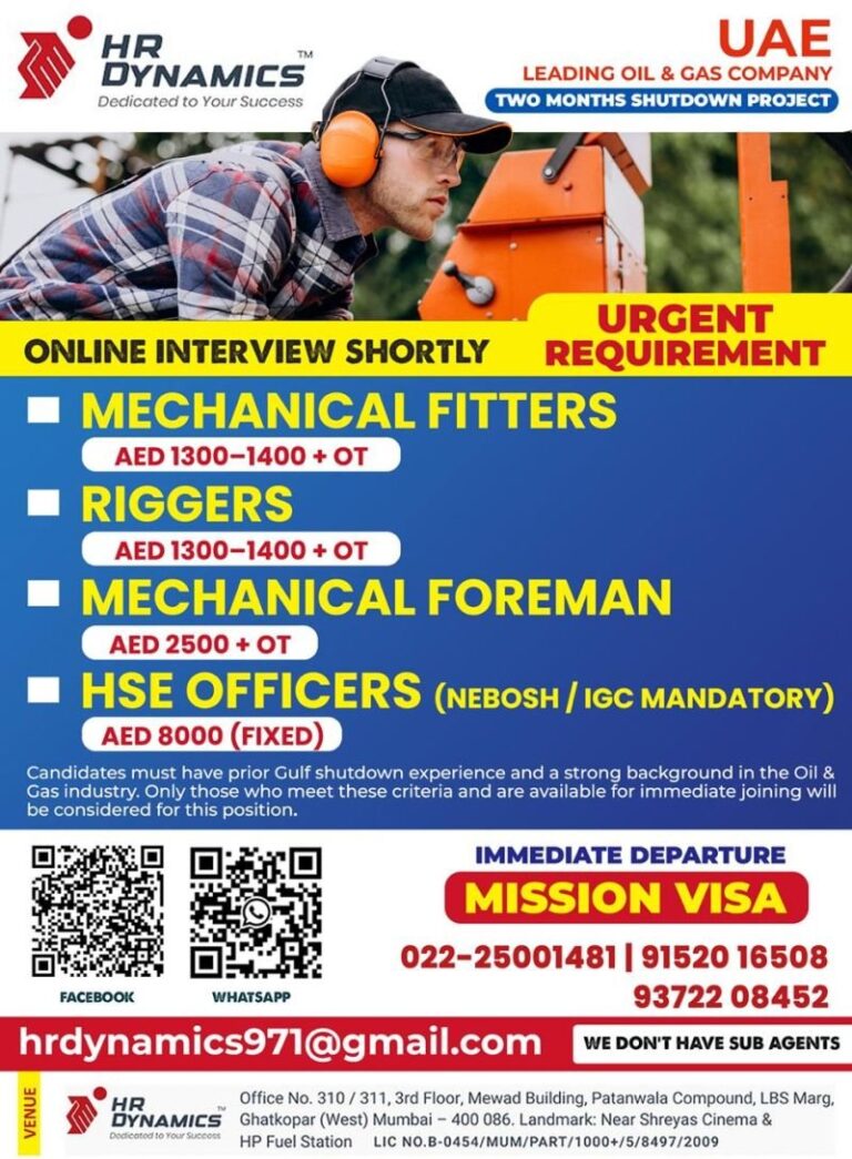Mechanical and HSE Jobs in UAE – Shutdown Project