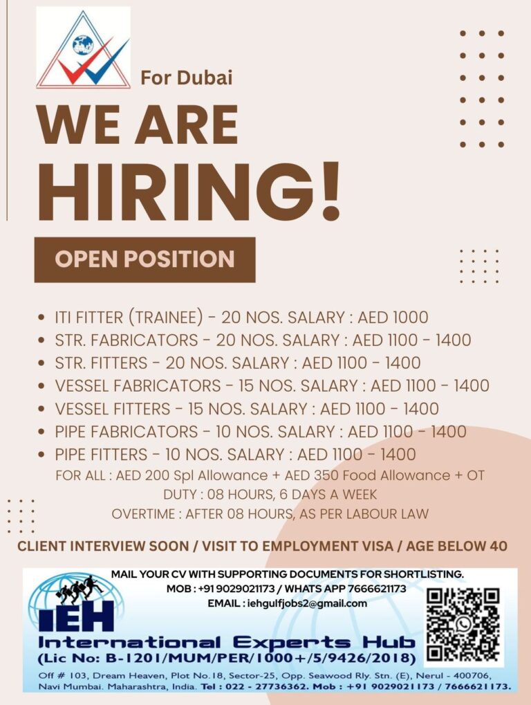 IT and Fitter Jobs in Dubai – Fitters and Fabricators