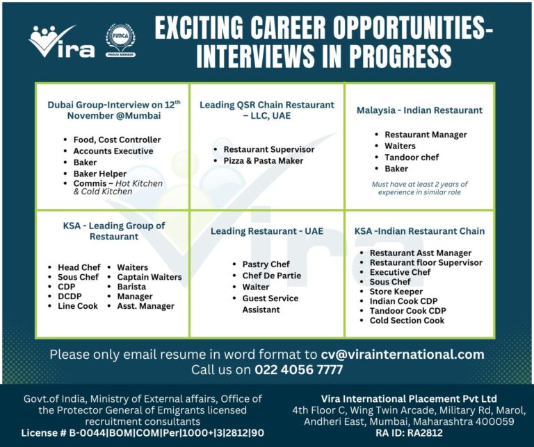 Restaurant Jobs in UAE – Manager, Chef, Waiter, and More