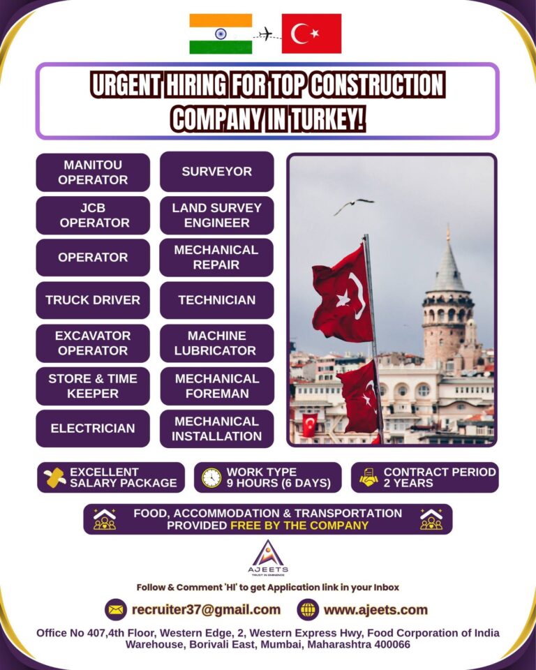 Construction Jobs in Turkey – Surveyor, Operator, and Engineer Positions