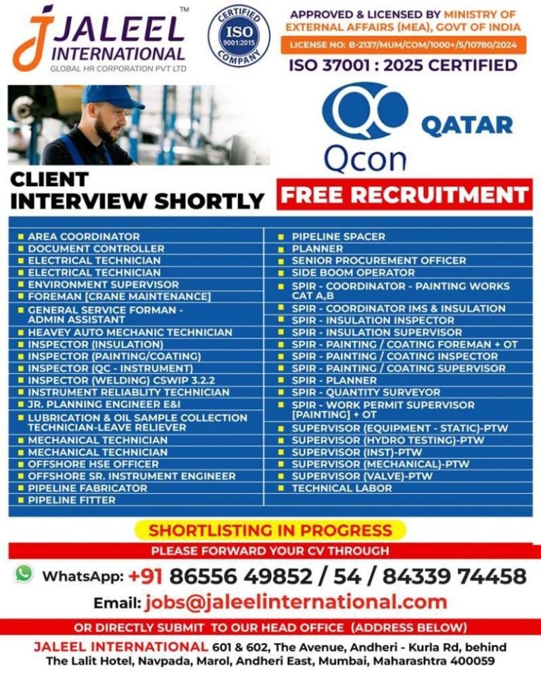 International Jobs in Gulf – Various Positions