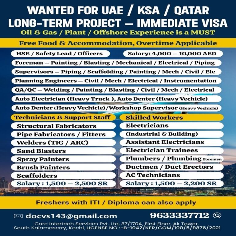 HSE/Safety and Construction Jobs in UAE/KSA/Qatar – HSE Leads, Engineers, and Technicians