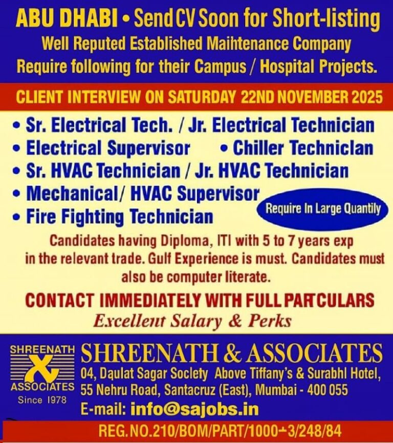 Electrical Technician Jobs in Gulf – Sr. HVAC Technician / Jr. HVAC Technician