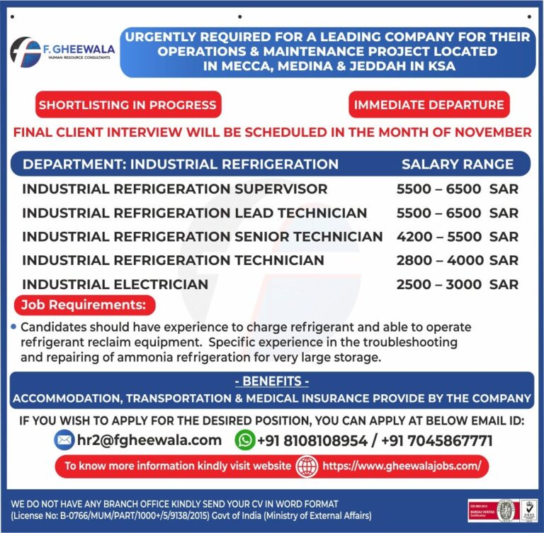 Industrial Jobs in Saudi Arabia – Operations & Maintenance