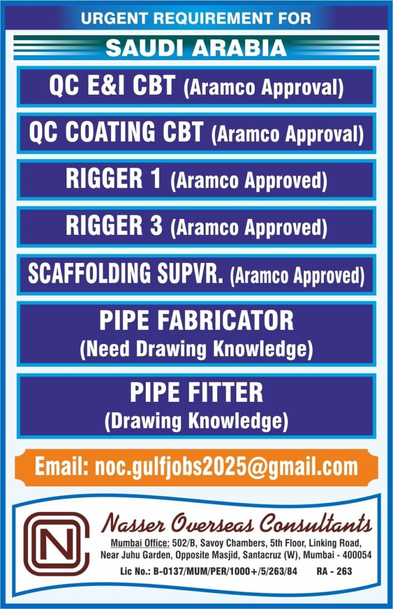 Pipe Fabricator and Pipe Fitter Jobs in Gulf – Multiple Positions