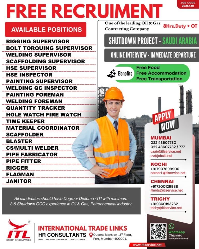 Oil and Gas Jobs in Gulf – HSE Inspector, Painting Supervisor, and More