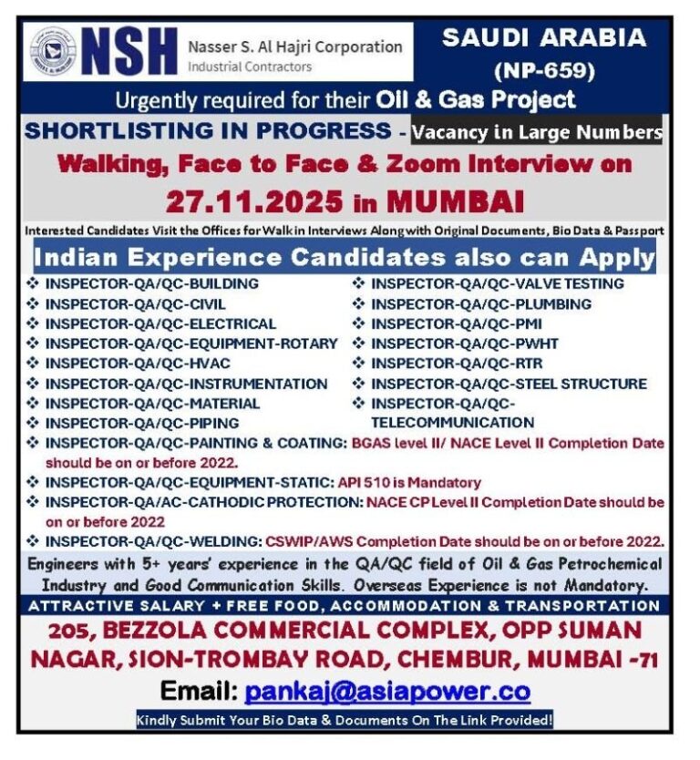 QA/QC Inspector Jobs in Saudi Arabia – Oil and Gas Project