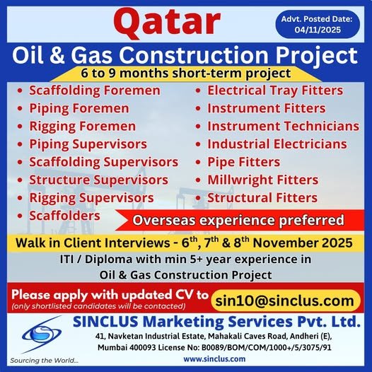 Foremen Jobs in Gulf – Oil & Gas Construction Project