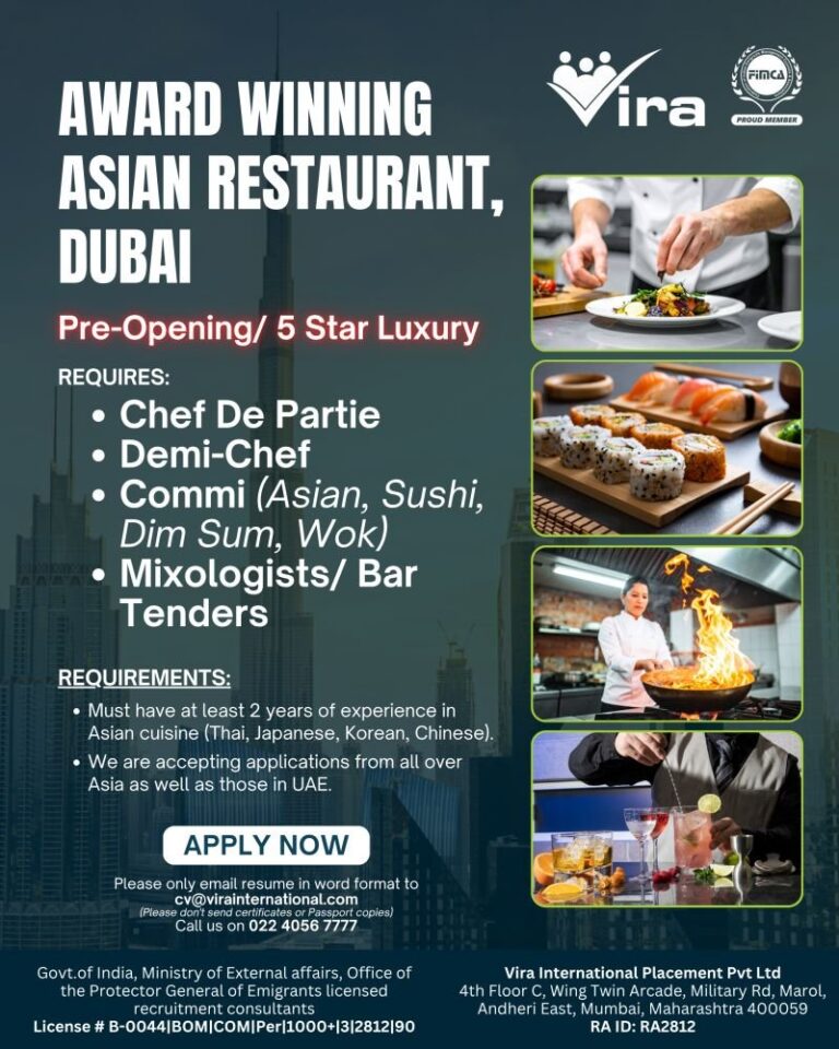 Chef and Mixology Jobs in UAE – Luxury Restaurant