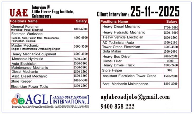 Heavy Equipment Mechanic Jobs in Gulf – General Foremen and Technicians