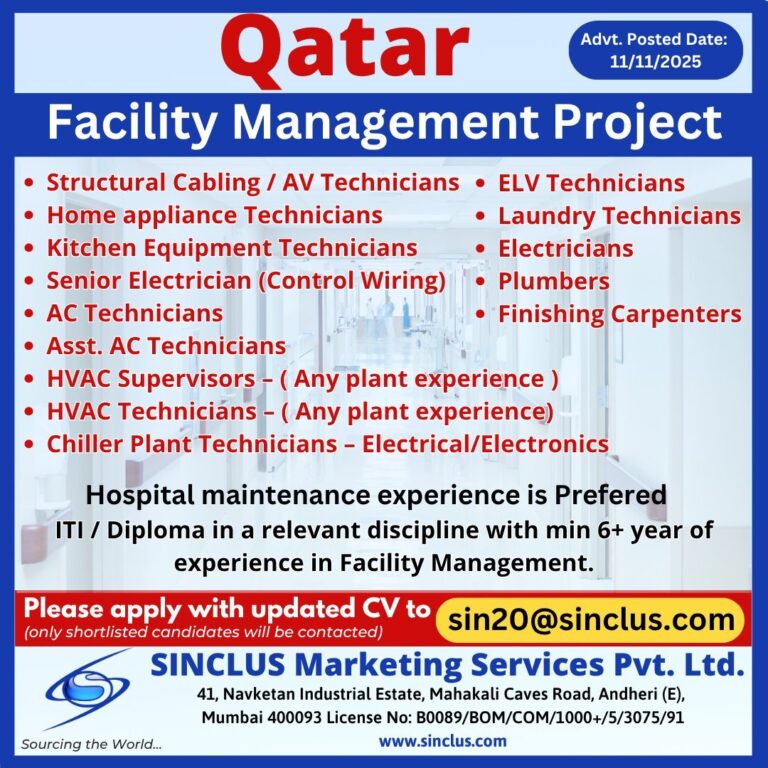 Facility Management Jobs in Qatar – Multiple Positions