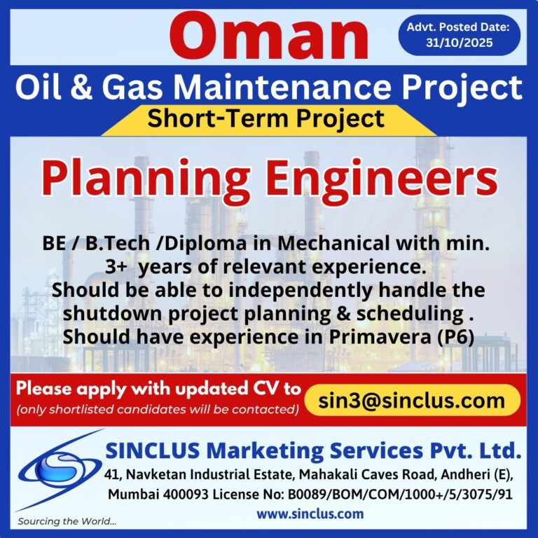 Planning Engineer Jobs in Oman – Planning Engineers