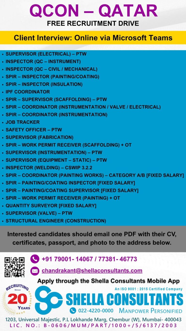 Electrical and Construction Jobs in Qatar – Multiple Positions