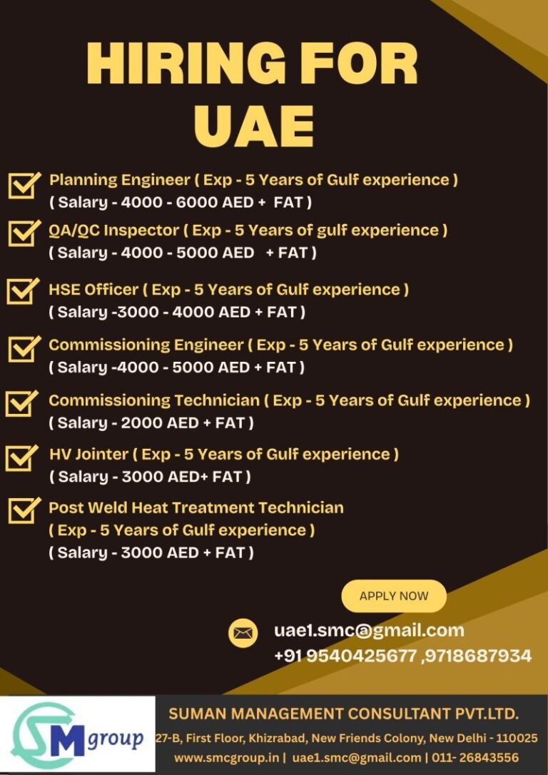 Engineering and Inspection Jobs in UAE – Multiple Positions