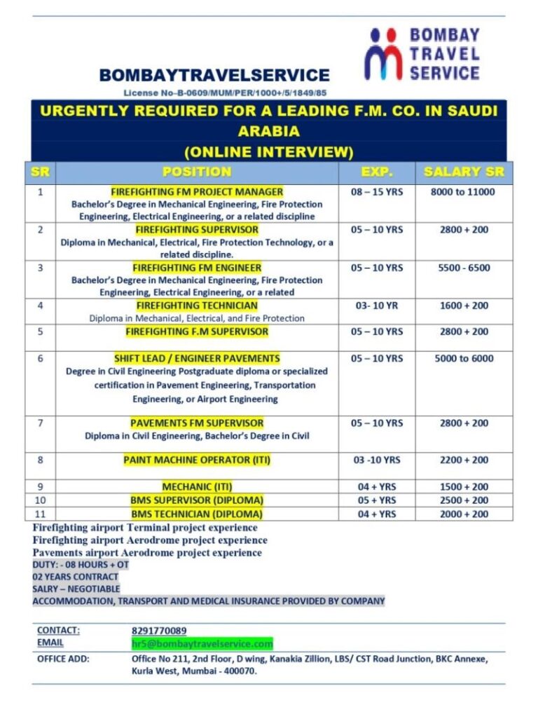 Firefighting and Engineering Jobs in Gulf – Airport Terminal and Aerodrome Projects