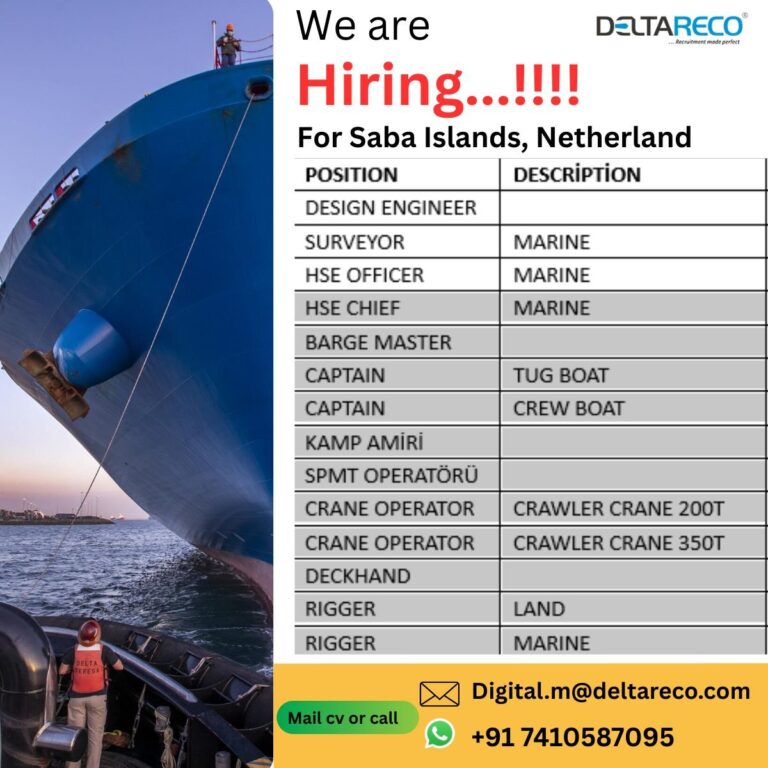 Marine Jobs in Netherlands – Surveyor, HSE Officer, and Captain Positions