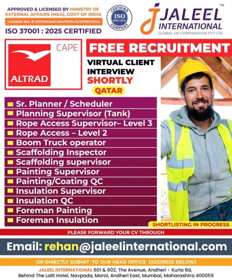 Planner and Supervisor Jobs in Gulf – Multiple Positions