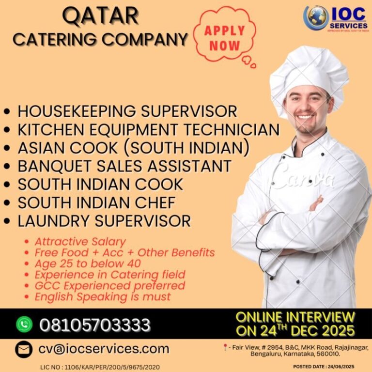 Housekeeping and Catering Jobs in Qatar – Multiple Positions