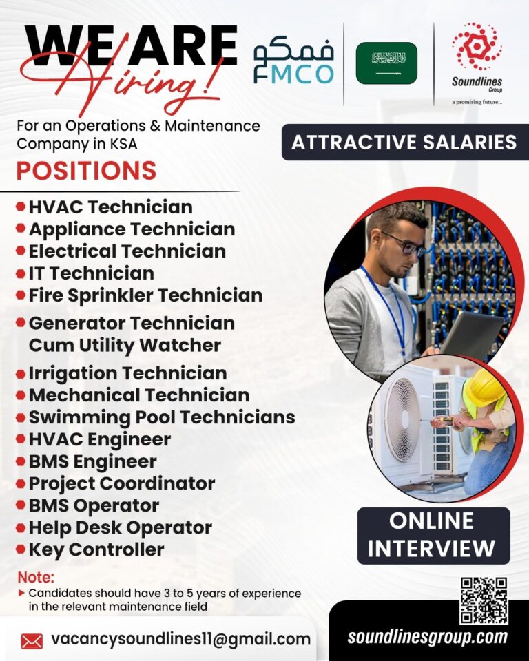 Operations and Maintenance Jobs in Saudi Arabia – Multiple Positions