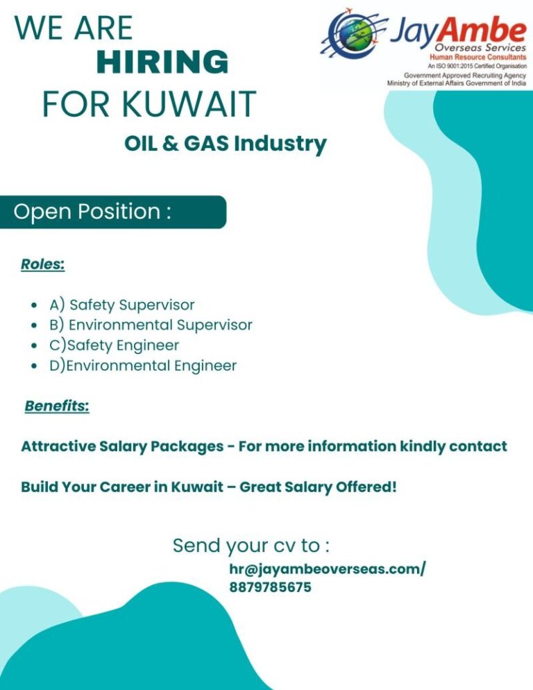 Oil and Gas Jobs in Kuwait – Safety and Environmental Supervisors/Engineers