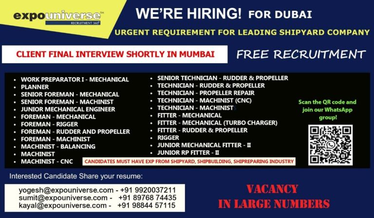 Mechanical and Technical Jobs in United Arab Emirates – Work Preparator, Senior Technician, Planner, and More