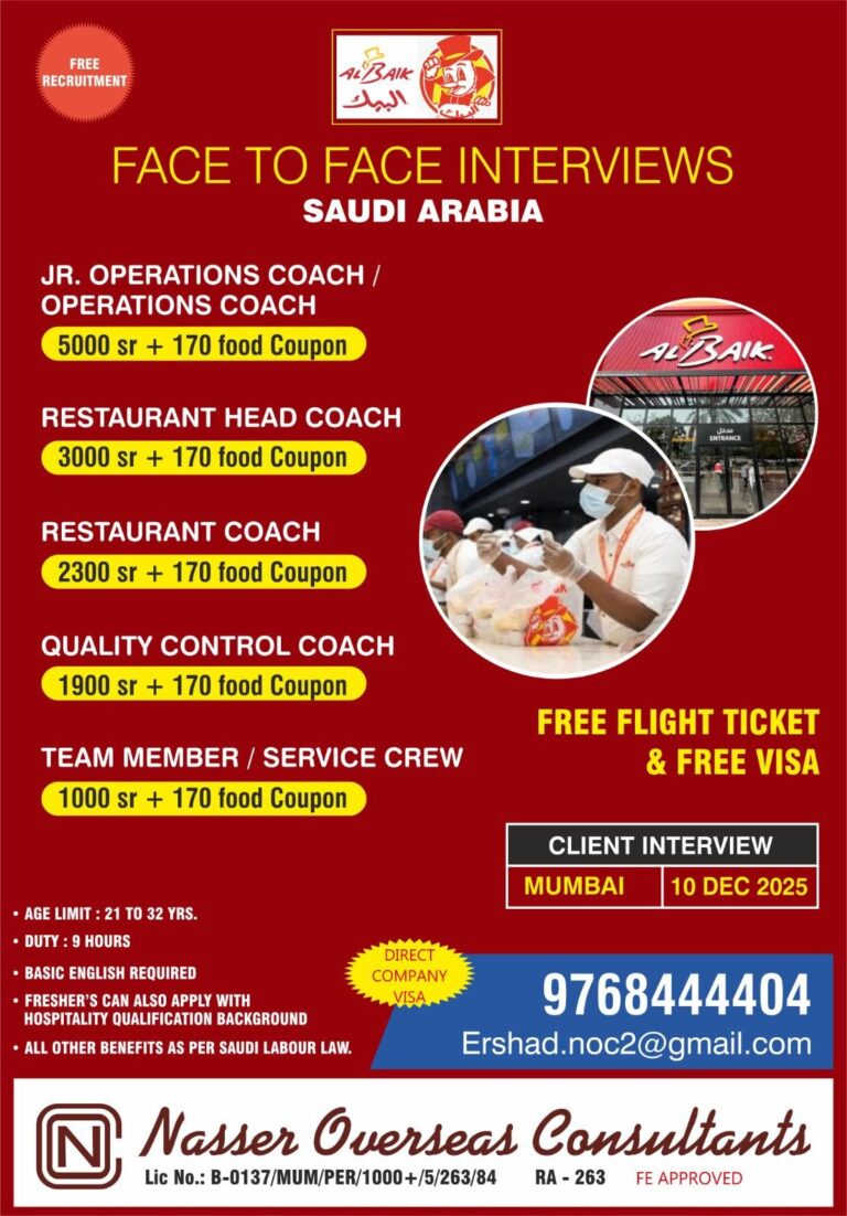Operations and Restaurant Jobs in Saudi Arabia – Coaching and Service Crew