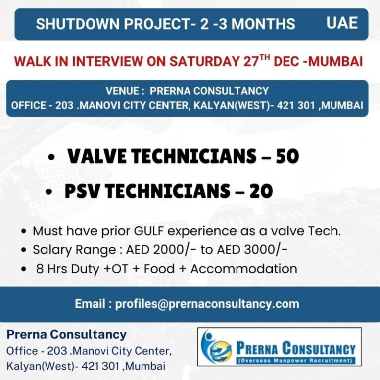 Valve Technician Jobs in UAE – 70 Positions
