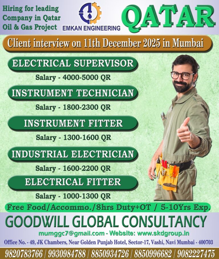 Electrical and Instrumentation Jobs in Qatar – Multiple Positions