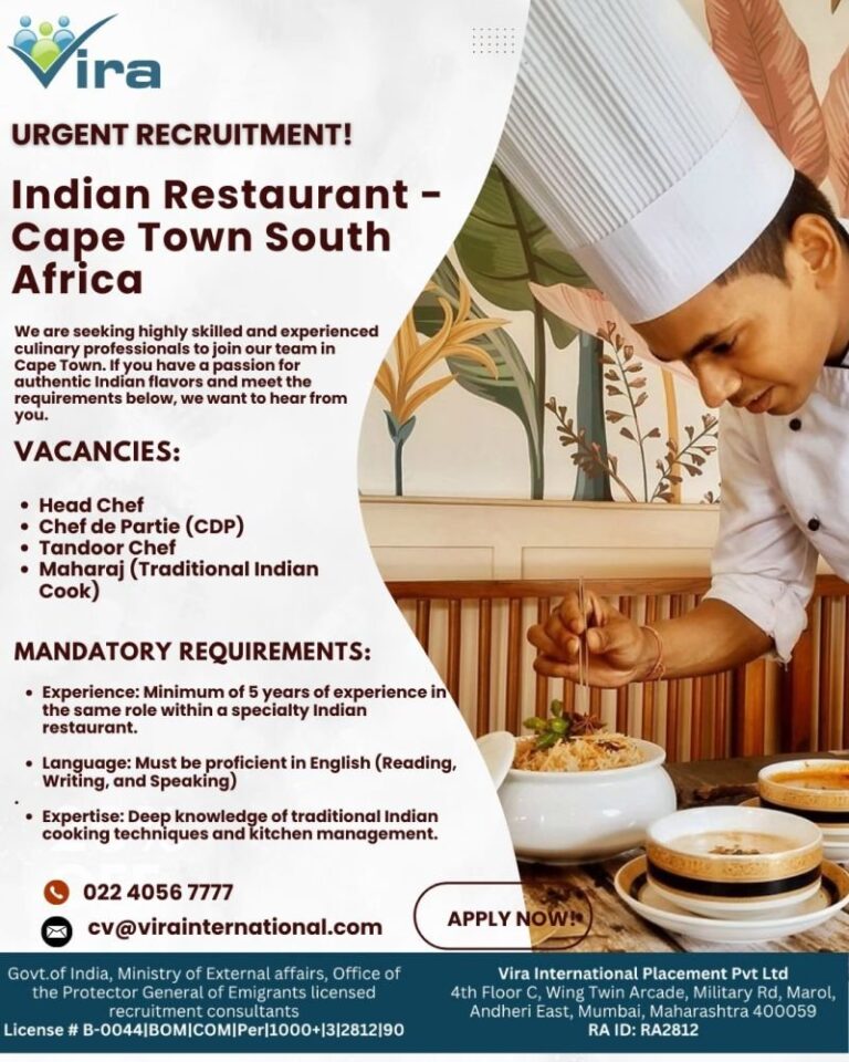 Chef Jobs in South Africa – Head Chef, Chef de Partie, Tandoor Chef, Maharaj
