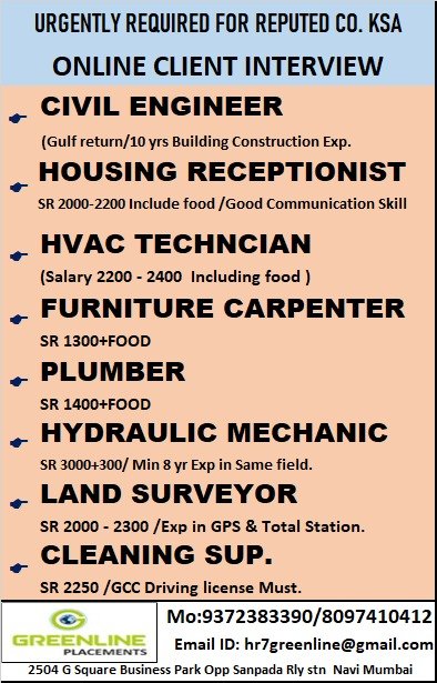 Civil Engineer and Other Jobs in KSA – Multiple Positions