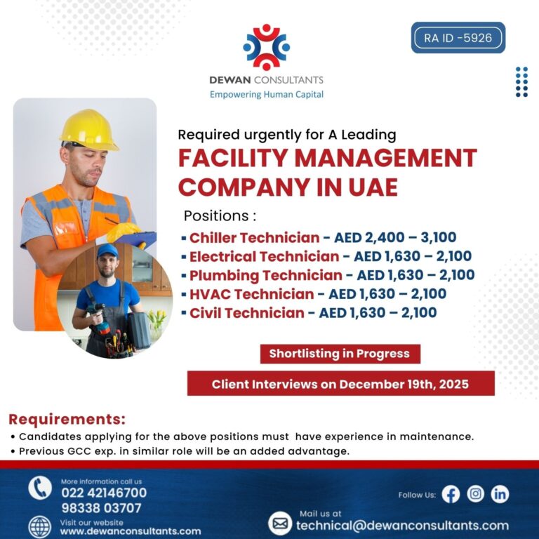 Maintenance Jobs in United Arab Emirates – Multiple Positions
