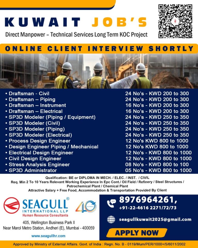 Draftsman and Engineer Jobs in Kuwait – KOC Project