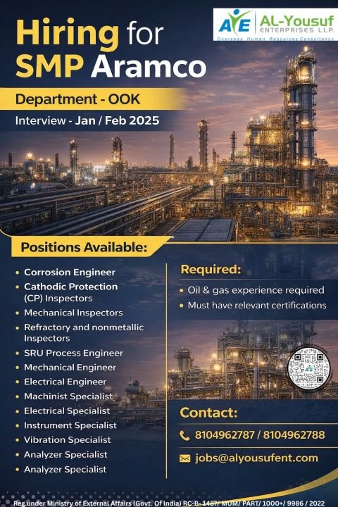 Oil and Gas Jobs in Saudi Arabia – Corrosion Engineer, Inspectors, and Engineers